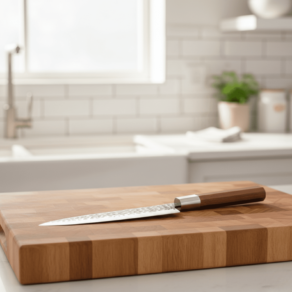 Japanese-Style Hammered Stainless Steel Chef’s Knife – 7.3 inch (18.5 cm) Precision Blade
