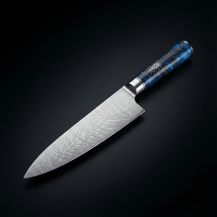Japanese Style Hammered Chef's Knife Layered Steel Blade 7.9 inch (20 cm)
