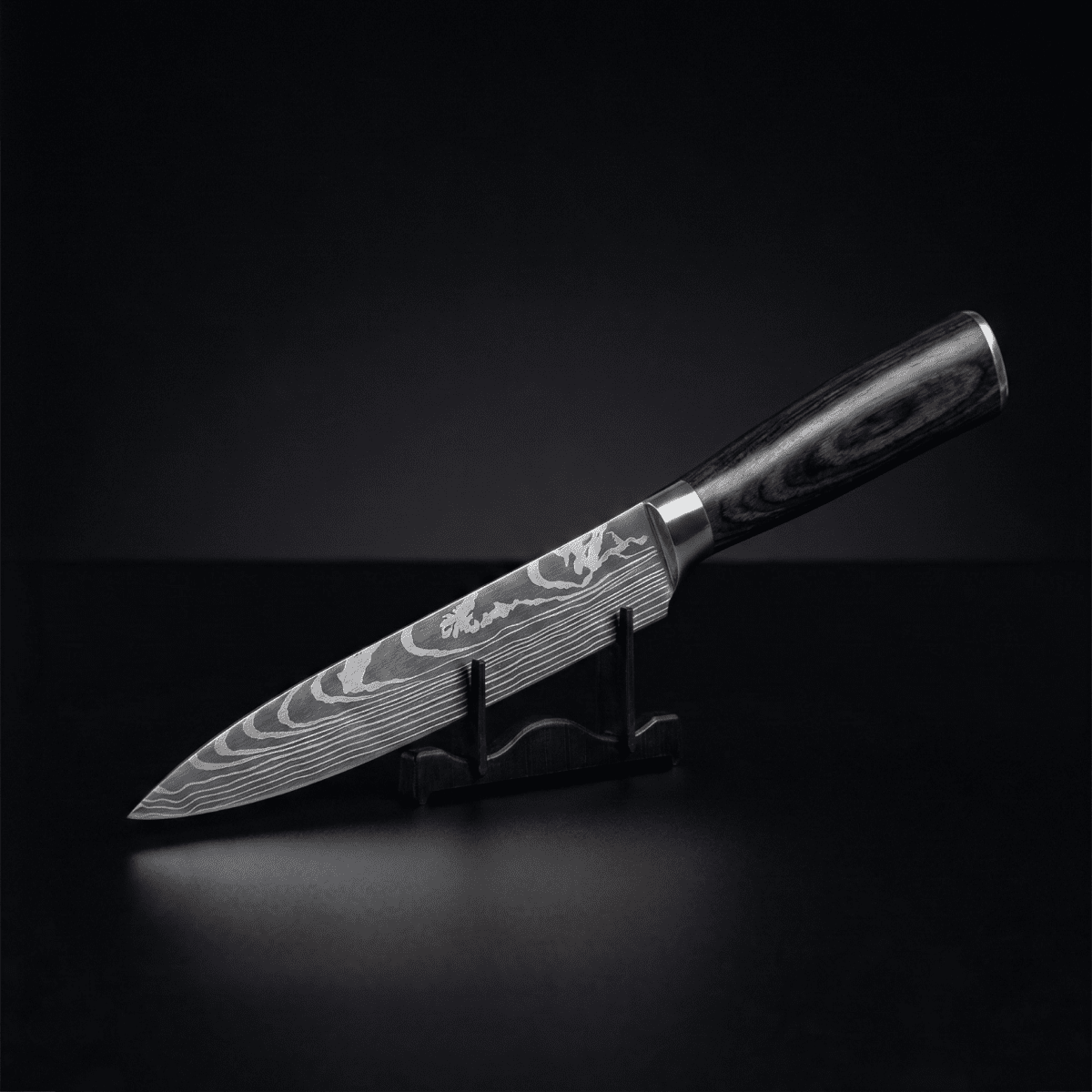 Chef's Knife | Layered Steel 5.3 Inch Blade With Dark Wood Handle