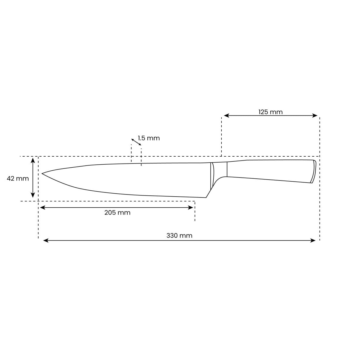 Japanese Style Chef Knife | Layered Steel Blade 20.5 cm