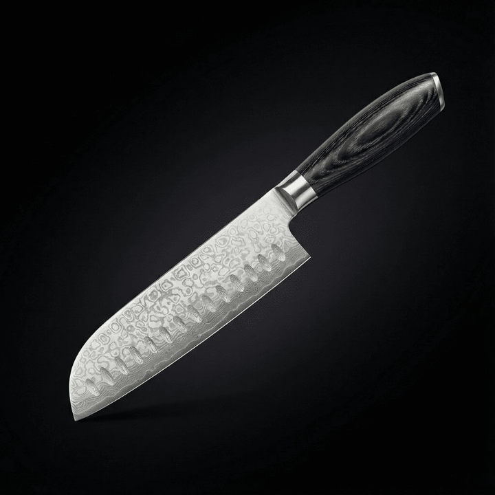 Japanese Style Santoku Knife Layered Steel 18 cm Hollow Edge Blade