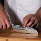Japanese Style Hammered Santoku Knife | Layered Steel 18 cm Blade