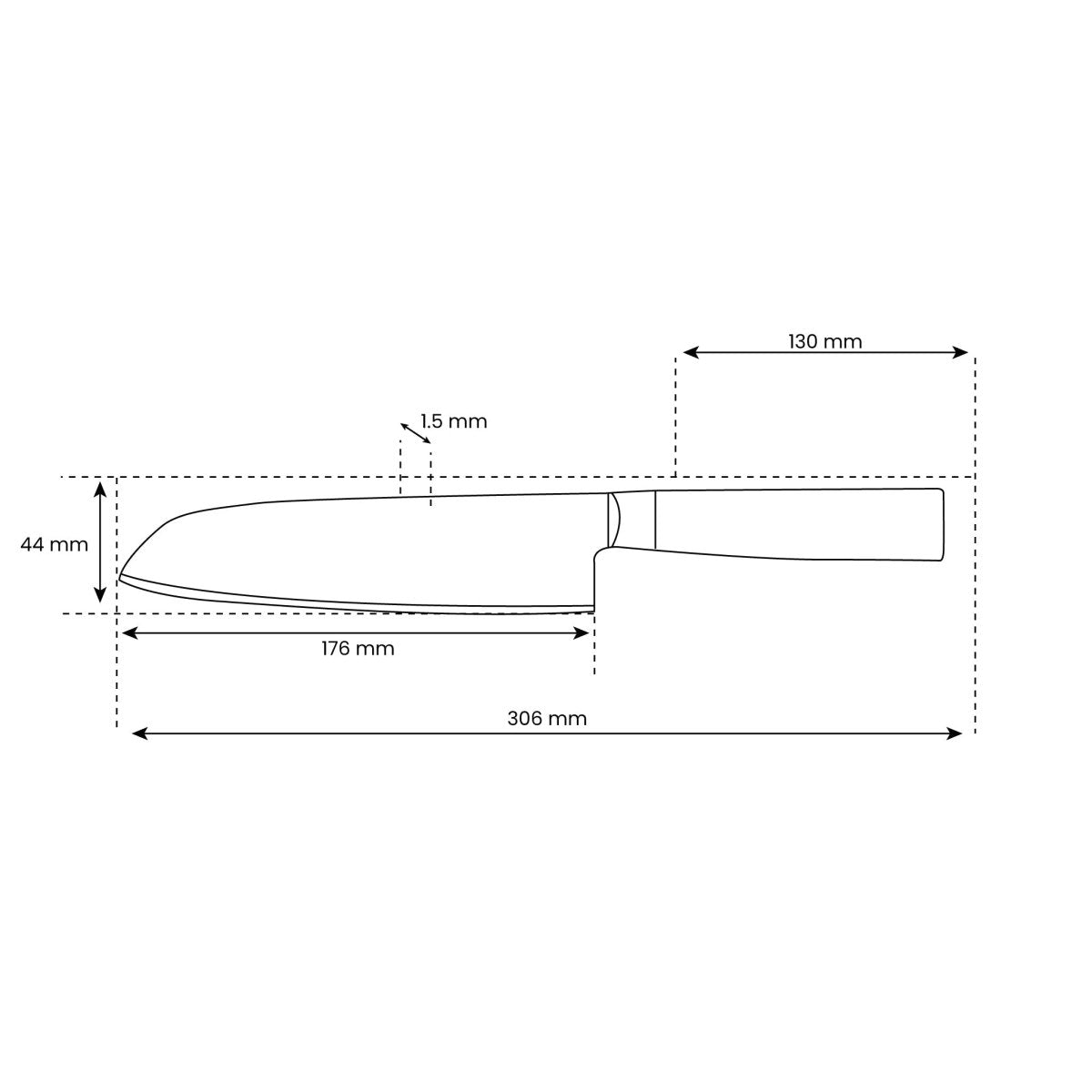 Japanese Style Hammered Santoku Knife | Layered Steel 18 cm Blade