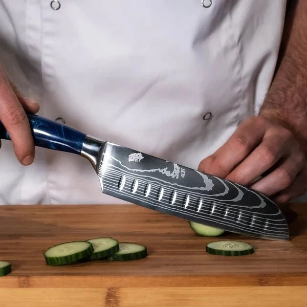Japanese Damascus Knife Set – 8-Piece Balanced Profile