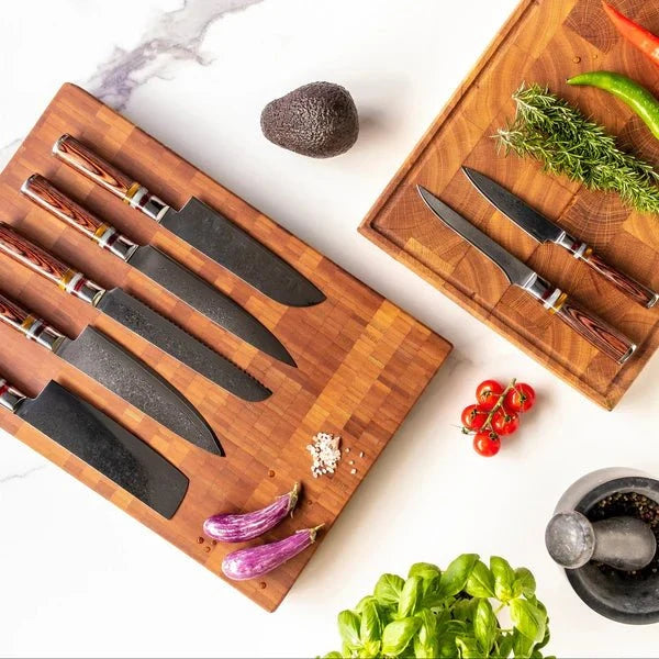 Professional Japanese 7-Piece Damascus Master Knife Set