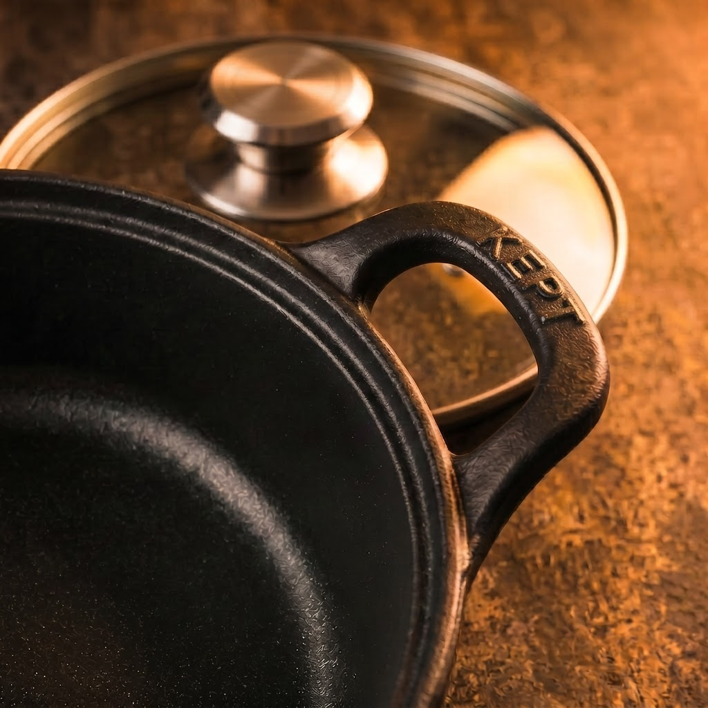 Cast Iron Casserole Pan with Glass Lid