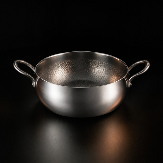 Hand-Hammered Deep Titanium Pot