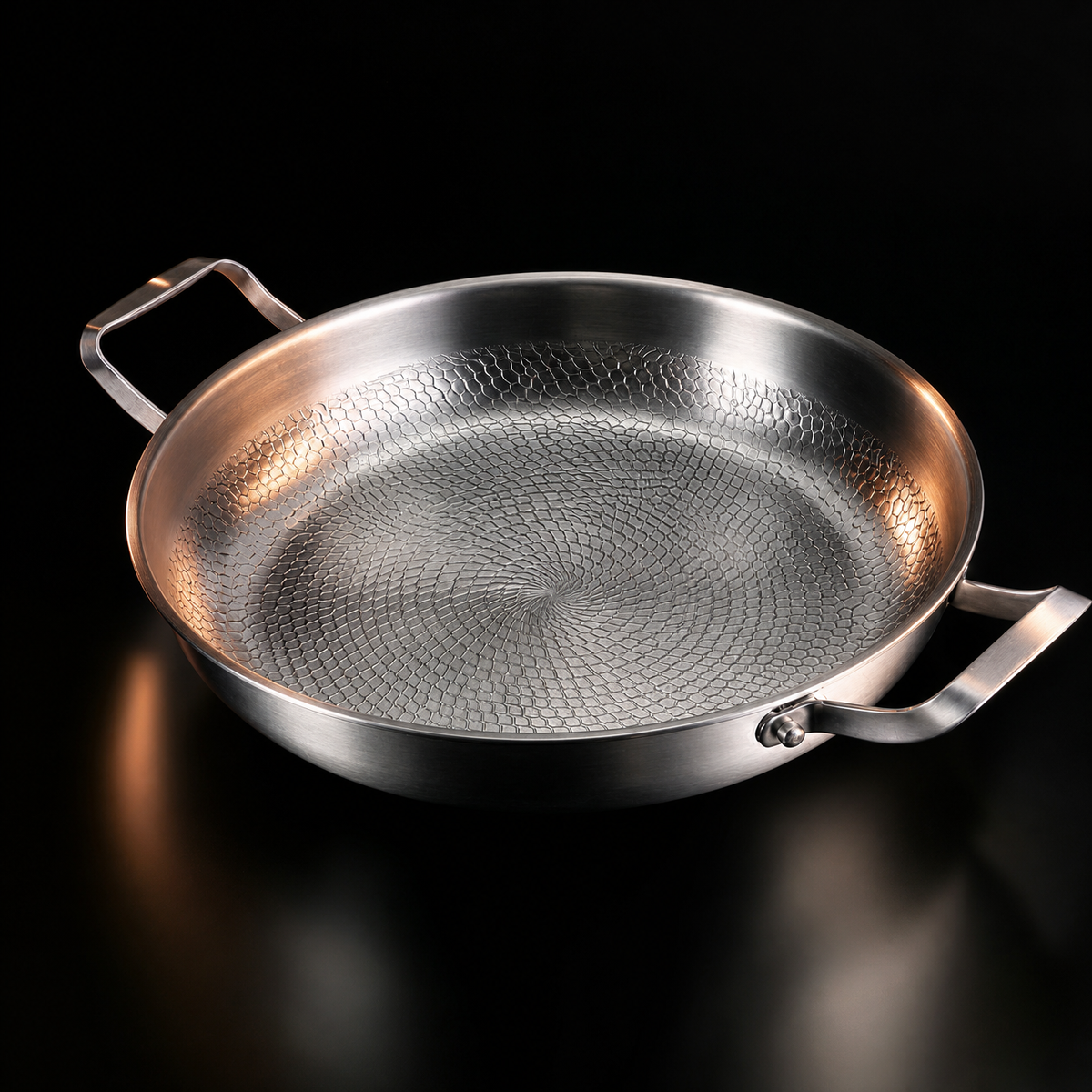Hand-Hammered Titanium Pan with Two Handles