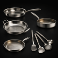 Hand-Hammered Titanium Family Set: 4 Pans & Utensils