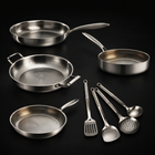 Hand-Hammered Titanium Family Set: 4 Pans & Utensils