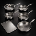 Hand-Hammered Titanium Multi-Pan Cook Set with Cutting Board (5 Pans, 8–10 Inch)