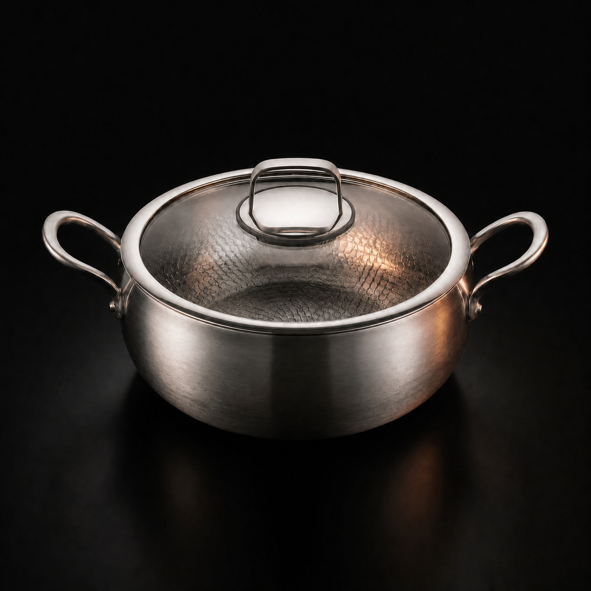 Hand-Hammered Deep Titanium Pot