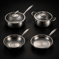 Hand-Hammered Titanium Essentials Kitchen Set with 2 Lids (10, 11 & 12 Inch)