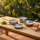Hand-Hammered Titanium Essentials Kitchen Set with 2 Lids (10, 11 & 12 Inch)
