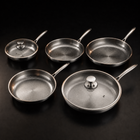 Hand-Hammered Titanium Frying Pan Bundle with 2 Lids (5 Sizes, 8–12 Inch)