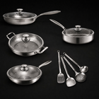 Hand-Hammered Titanium Family Set: 4 Pans & Utensils