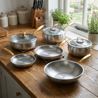 Hand-Hammered Titanium Complete Kitchen Set with 3 Lids (10, 11 & 12 Inch)  I Limited Edition