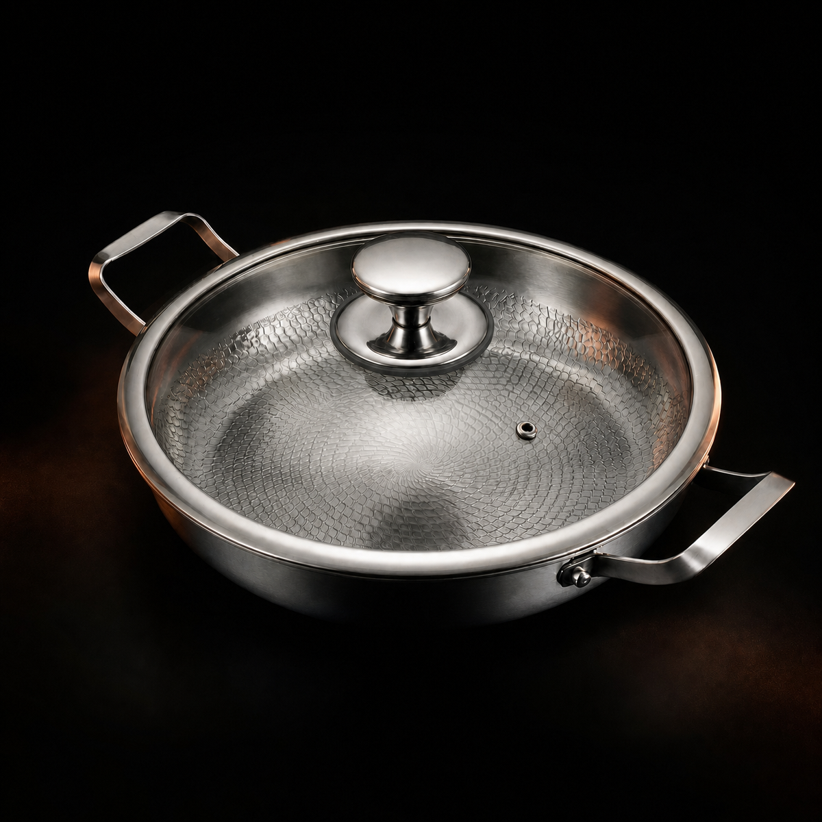 Hand-Hammered Titanium Pan with Two Handles