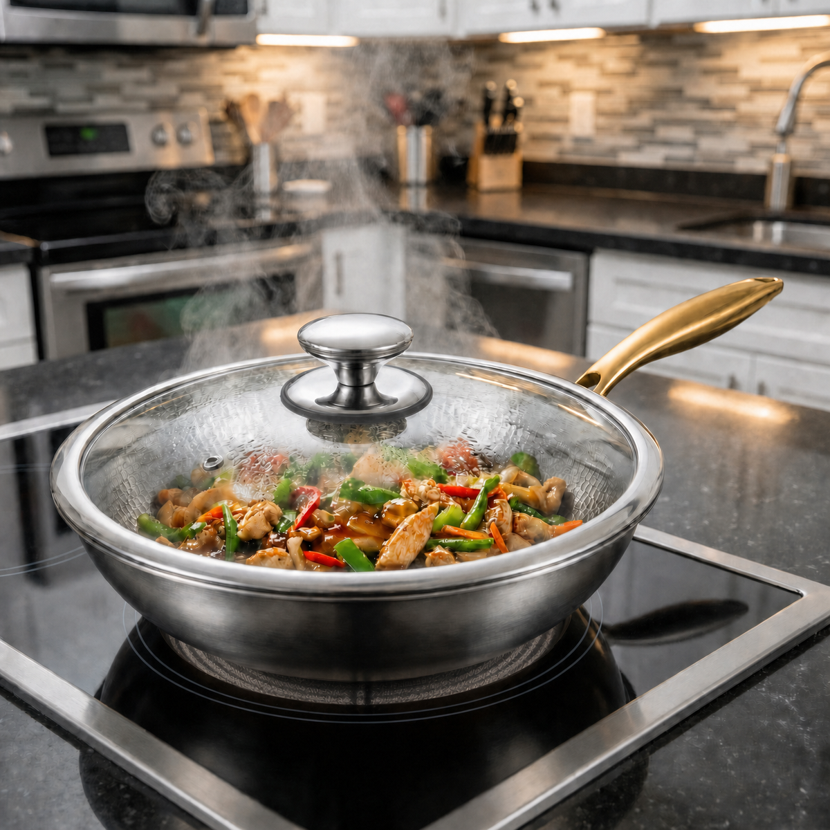 Hand-Hammered Titanium Wok Pan with Flat Base | Limited Edition