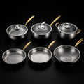 Hand-Hammered Titanium Complete Kitchen Set with 3 Lids (10, 11 & 12 Inch)  I Limited Edition
