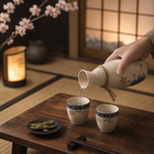 Japanese Sakura Ceramic Sake Flagon Sets