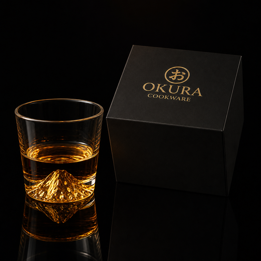 Japanese Edo Kiriko Whisky Glass, Snow-Capped Mountain Design