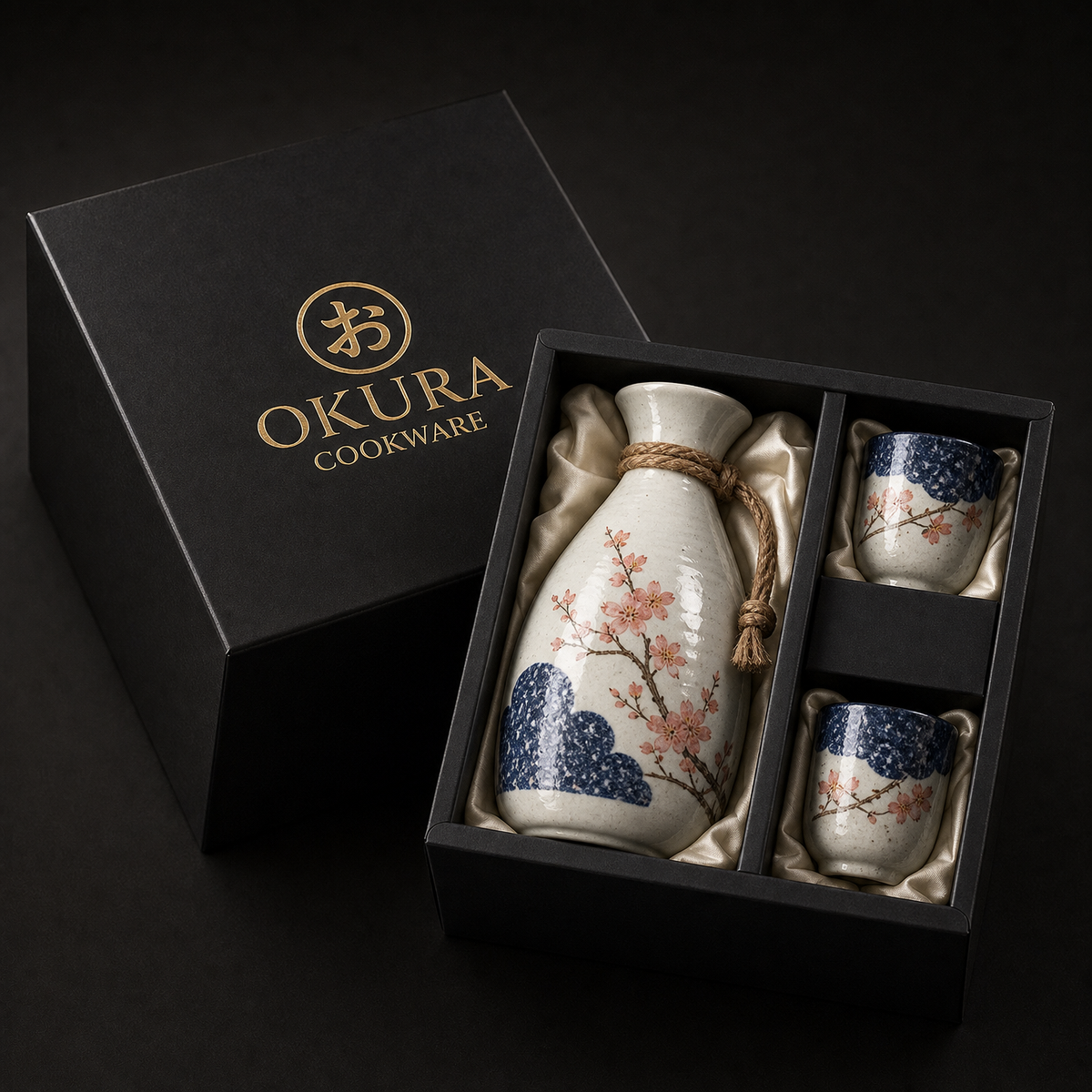 Japanese Sakura Ceramic Sake Flagon Sets