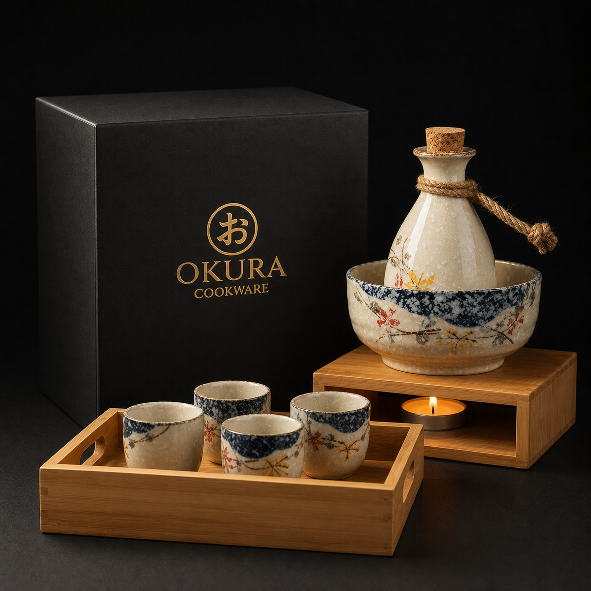 Japanese Sakura Ceramic Sake Flagon Sets
