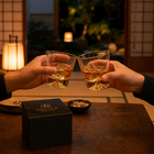 Japanese Edo Kiriko Whisky Glass, Snow-Capped Mountain Design