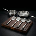 Hand-Hammered Titanium Pan & Sauté Set with Walnut Board and Utensils