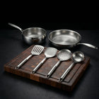 Hand-Hammered Titanium Pan & Sauté Set with Walnut Board and Utensils