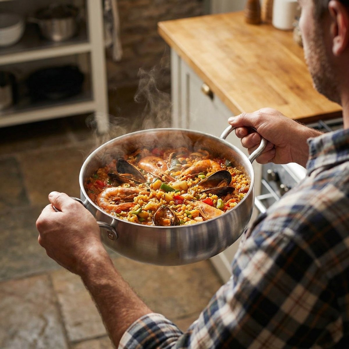 Hand-Hammered Deep Titanium Pot